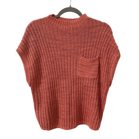 Garnett Hill Rory Linen & Org Cotton Pullover Short Sleeve Sweater Pink Size S - Picture 1 of 8
